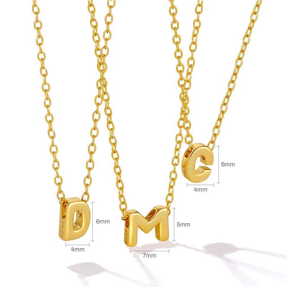 CANNER A-Z 26 Letters Necklace 925 Sterling Silver Necklace For Women 2022 Gold 18k Jewelry Chain Choker Necklace Collares Gifts XJ250604