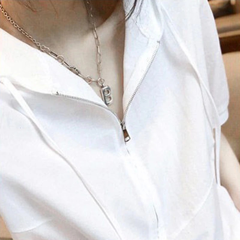 Y2K Women Short Sleeve Hoodies Summer Zipper Fashion Female Streetwear T Shirts Korean Casual All Match Student White Tops 250604