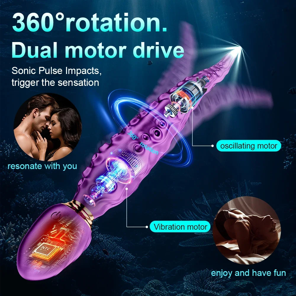 Octopus Tentacle Anal Vibrator Female G-Spot Clit Vagina Stimulation 360° Rotation Silicone Dildo Masturbation Sex Toys Women 250603