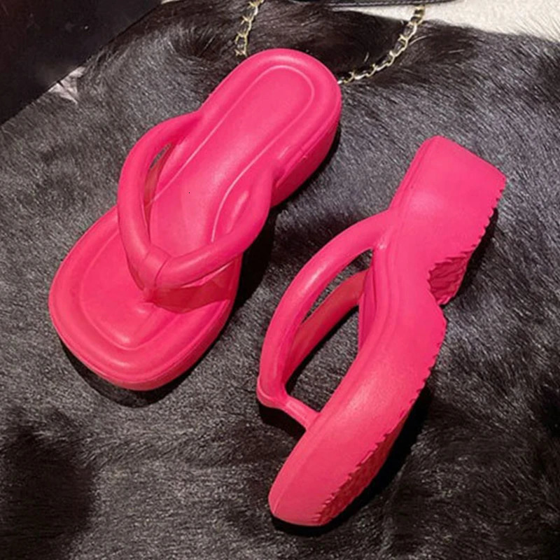 Sweet Womens Wedges Clip Toe Sandals EVA Summer Solid Thick Sole Flip Flops Indoor Outdoor Slip-on Beach Zapatillas 250605