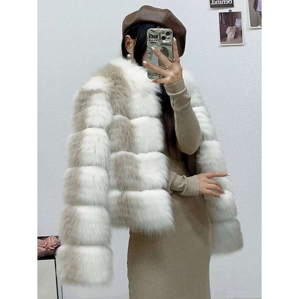 2024 autumn and winter new fox for women young style fur coat short sunset liqueur