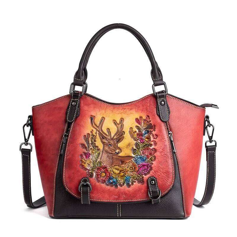 Johnature Genuine Leather 2025 New Handbags Women Designer Vintage Emed First Layer Cowhide Female Shoulder Bags 2025/06/05