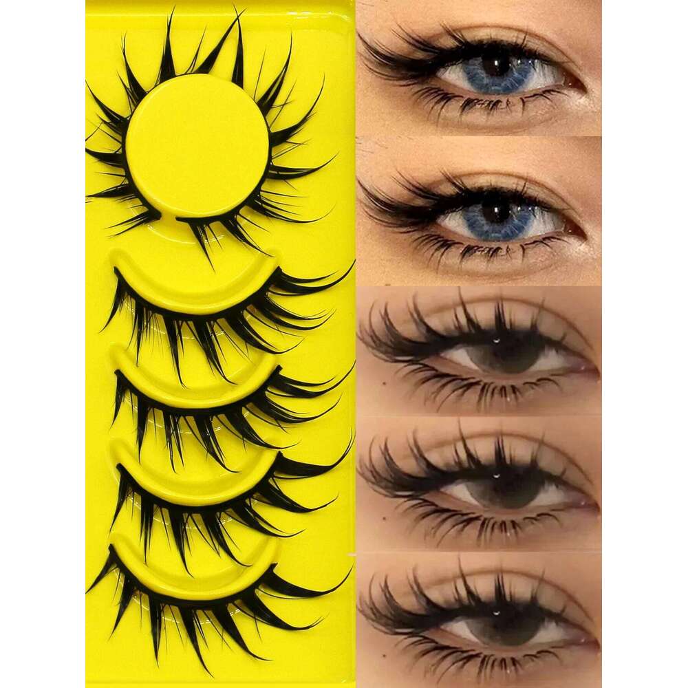 GROINNEYA Manga Cat Eye 3D False Lashes Fluffy Soft Cross Wispy Natural Eyelash Extension Makeup free shipping