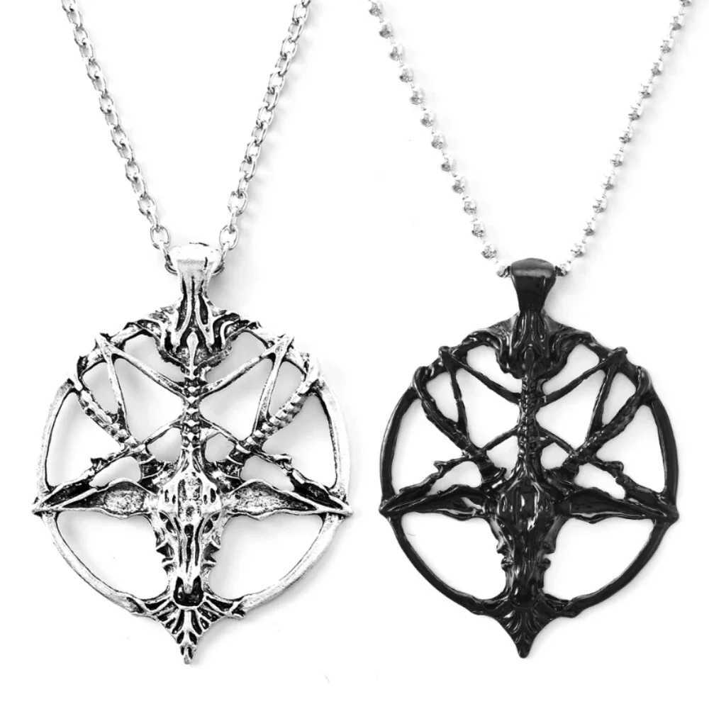 Punk Inverted Pentagram Star God Goat Head Pendant Necklace Satan Mysterious Metal DIY Necklace Jewelry Gift Cool Thing XJ250604