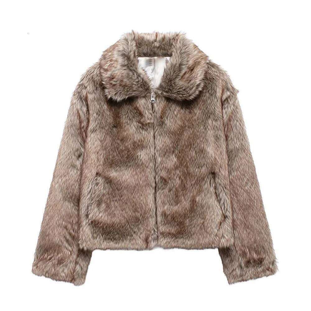 Coats Designer Women UNIZERA Women's Pocket Decoration Warm Zipper Style Fur Autumn And Winter New Item Lapel Long Sleeved Loose Jacket Designer