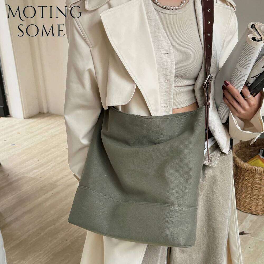 Motingsome Spring Series High Quality Canvas Tote Bag Retro Design Shoulder Handbag Large Capacity Casual Daily Bucket New
