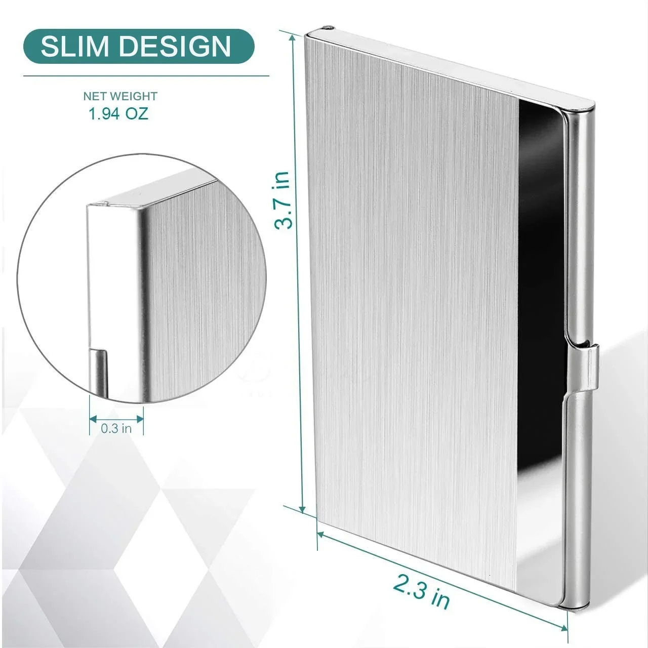 Premium Stainless Steel Business Card Holder Ultrathin Silver Metal Pocket Case for Men and Women; Simple n 250605