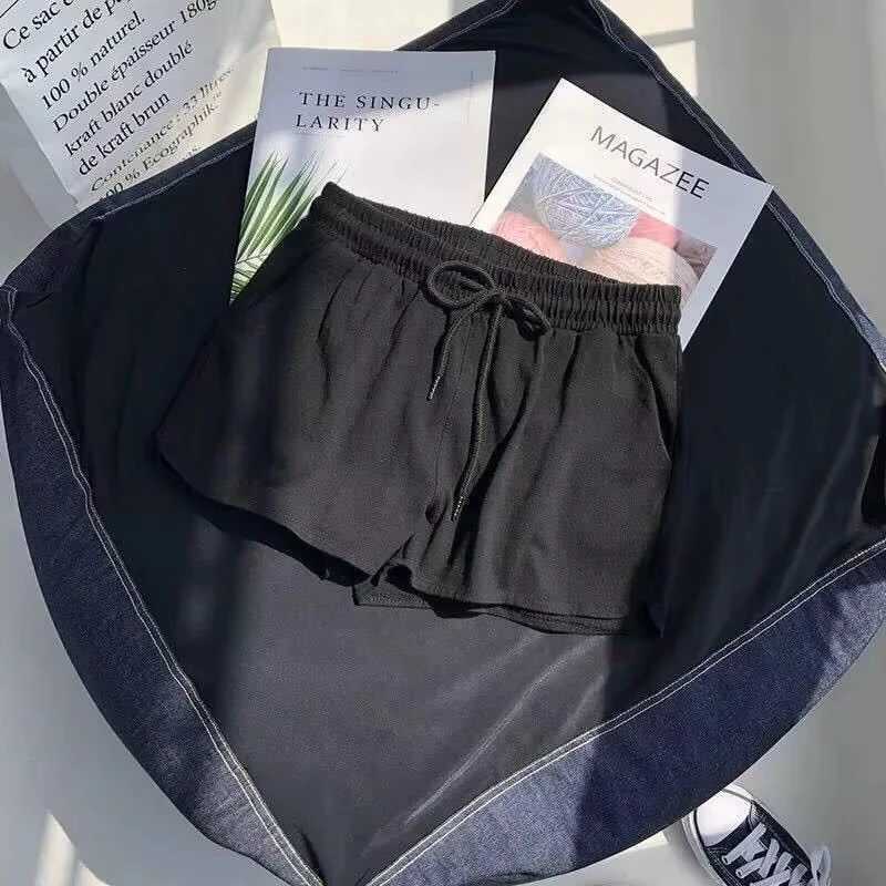 Womens Loose Cotton Shorts for Home Use with Drawstring Pockets for Summer Suitable for Outdoor Activities and Home Sports. XJ250605