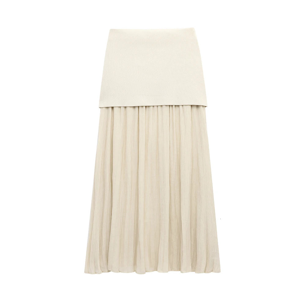 2025 SpringSummer Womens Fashion Buckle Knitted Tank Top Long Skirt Set Metal VestKnitted Small Folded Splicing Ha 250605Z