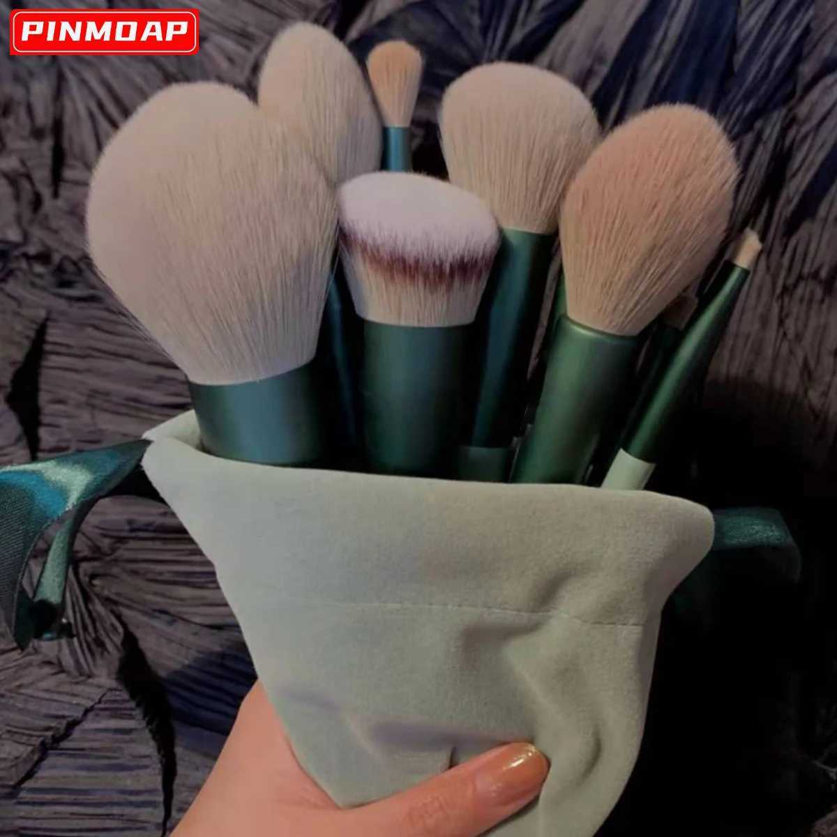 13PCS Four Seasons Green Makeup Brush Green Makeup Quick Drying Makeup Brush Set Super Soft powder ber Powder Brush W250605