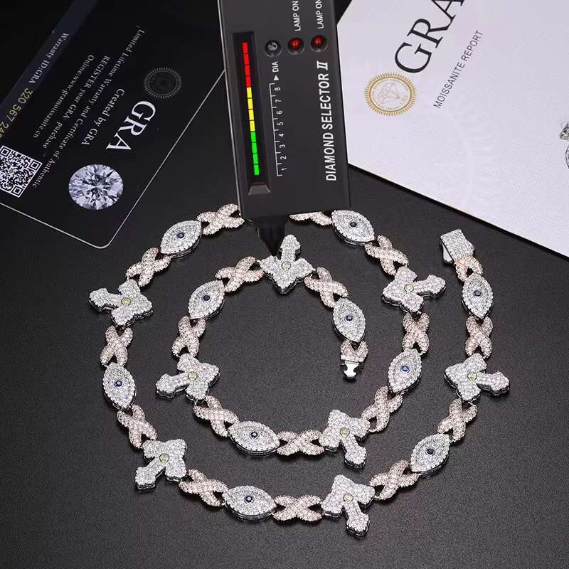 Unisex luxury Moissanite VVS1 Necklace Chain 925 Silver For Women Iced Out Chain Link Necklace Fine Hip Hop Jewelry