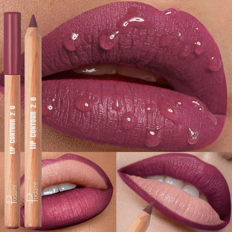 Nude Brown Lipliner Pen Wooden Matte Lip Liner Waterproof Lipstick Pencil Easy To Wear Non-stick Cup Lip Contouring Pen Cosmetic 250605