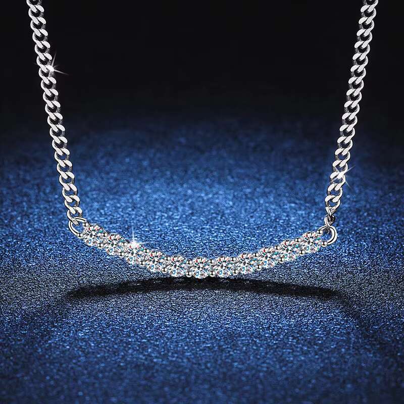 Moissanite Diamond Necklace S925 Sterling Silver Korean Cuban Necklace Female D Cr 2.2 Ct Single Factory Wholesale