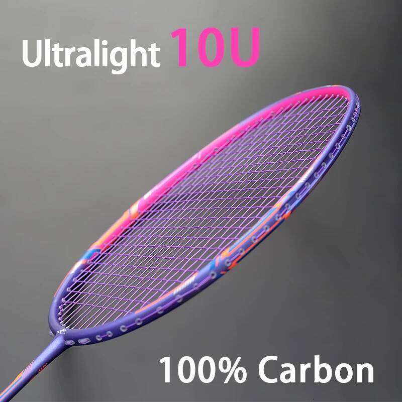 Lightest 10U 52G Full Carbon Fiber Badminton Rackets Strings Professional Training Racquet Max Tension 35LBS With Bags For Adult