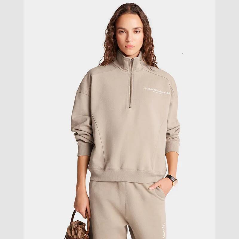 Autumn And Winter New North American Niche Printed Zipper Chest Stand Up Collar Fleece Women's Sports Hoodie