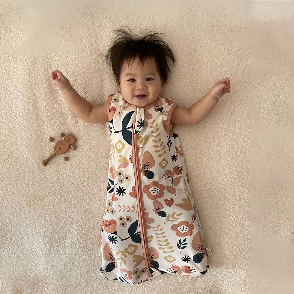 Baby Sleeping Bag 3-18 Months Summer Thin Kids Sleepwear Flowers For Girls Baby Sleepsacks 100% Cotton Anti-Kick Blanket 250604
