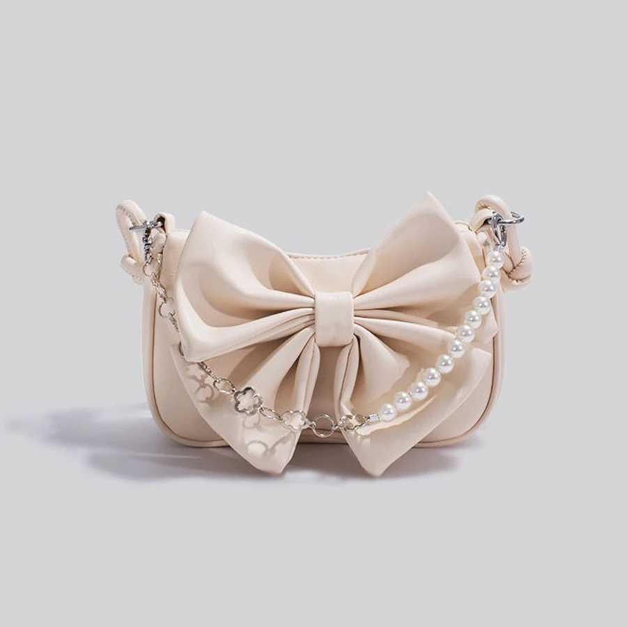 Cute and Sweet Shoulder Bag with Bow Chain Womens Underarm Bag XJ250605