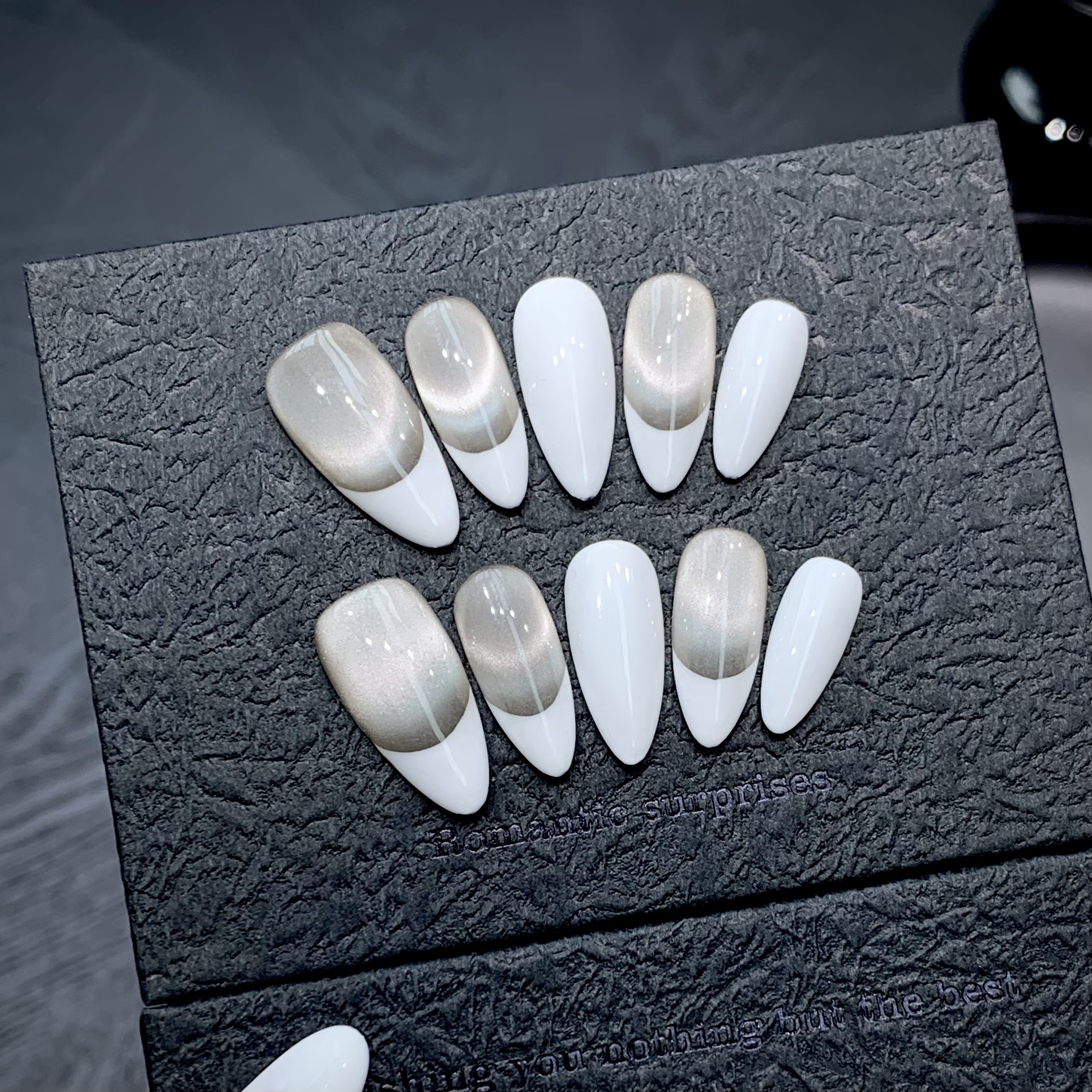 Elegant Silver-Pearl Finish Gel Polish Collection with Detailed Application Guide