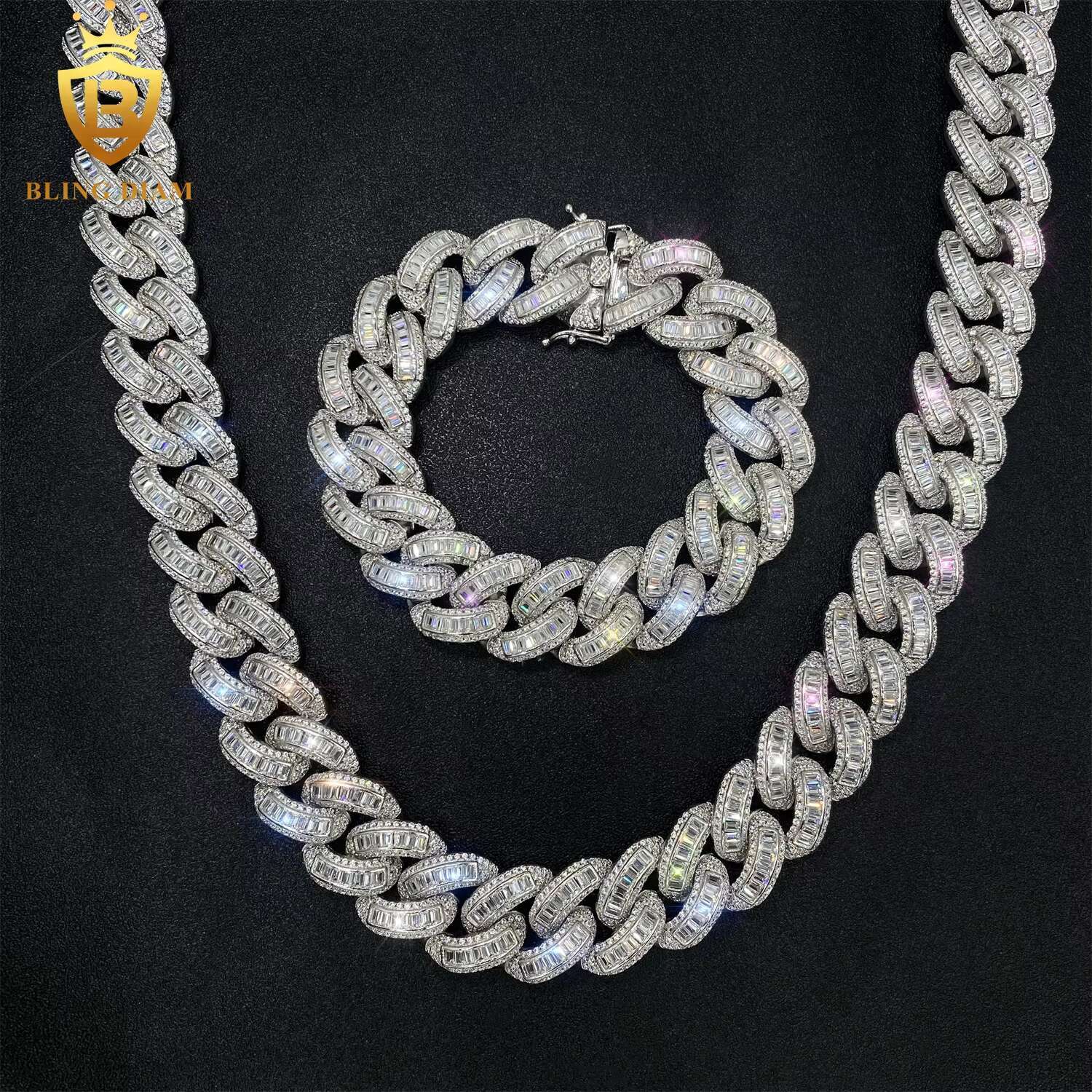 Factory Price Wholesale 925 Serling Silver 18mm Hip Hop Chain Pass Diamond Tester VVS Moissanite Cuban Chain for Men