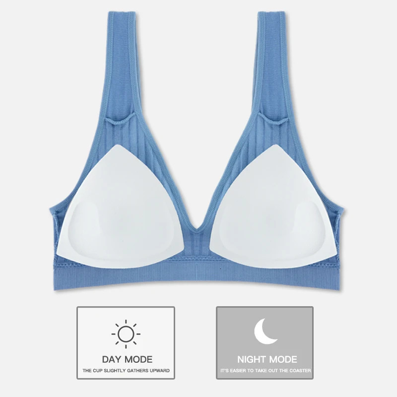 Sexy Womens Bra Crop Top Female Seamless Underwear Deep V Neck Tank Top Summer Backless Camisole Lingere Sports Ribbed Tanks 250530