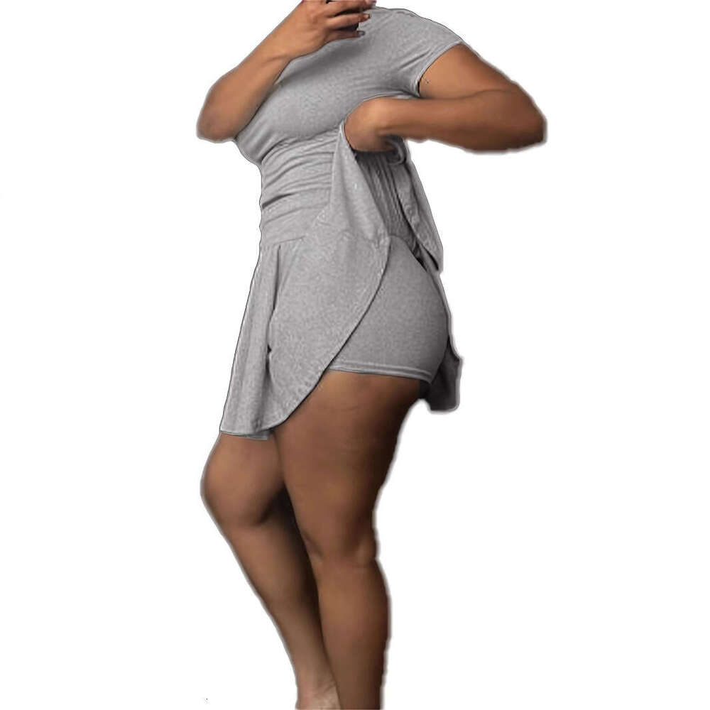 New Summer Elegant Women's Solid Color Sleeve And Short Skirt Set B5