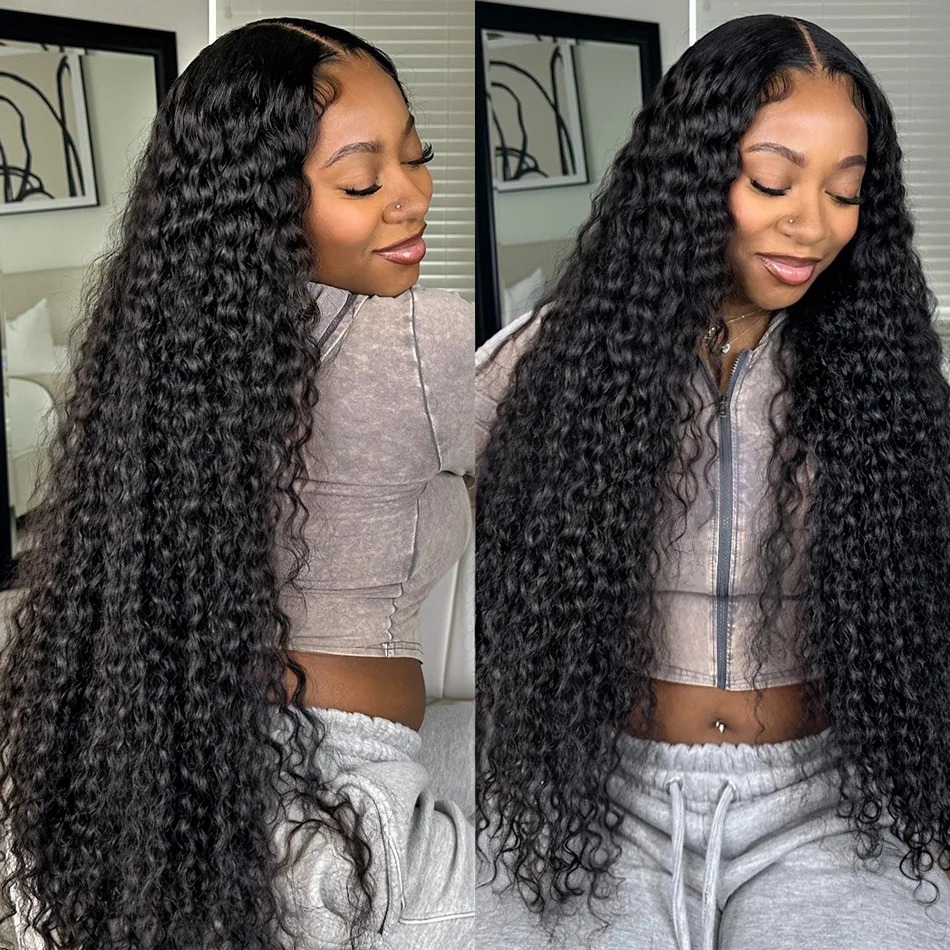 250 Density 13x4 Deep Wave HD Glueless Lace Front Wig 30 40 Inch Curly 13x6 Human Hair Wigs Water Closure Kinky synthetic
