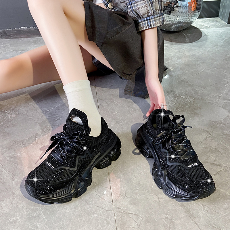 Top Quality Luxury Sneakers Women Skate Shoes New Rhinestone Women Casual Shoes Platform Shiny Women's Outdoor Non Slip Running Shoes Crystal Par