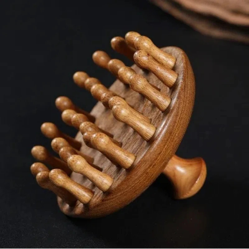 Natural Sandalwood Air Cushion Comb Portable Scalp Massage Detangling Brush for Curly Straight Hair 250603