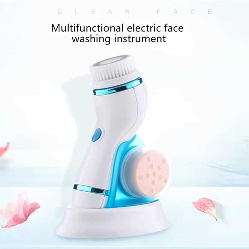 4 IN 1 Battery Version Facial Cleansing Brush Face Roller Massager Face Exfoliating Ultrasonic Washing Brush Cleanser Beauty Ski XJ250607