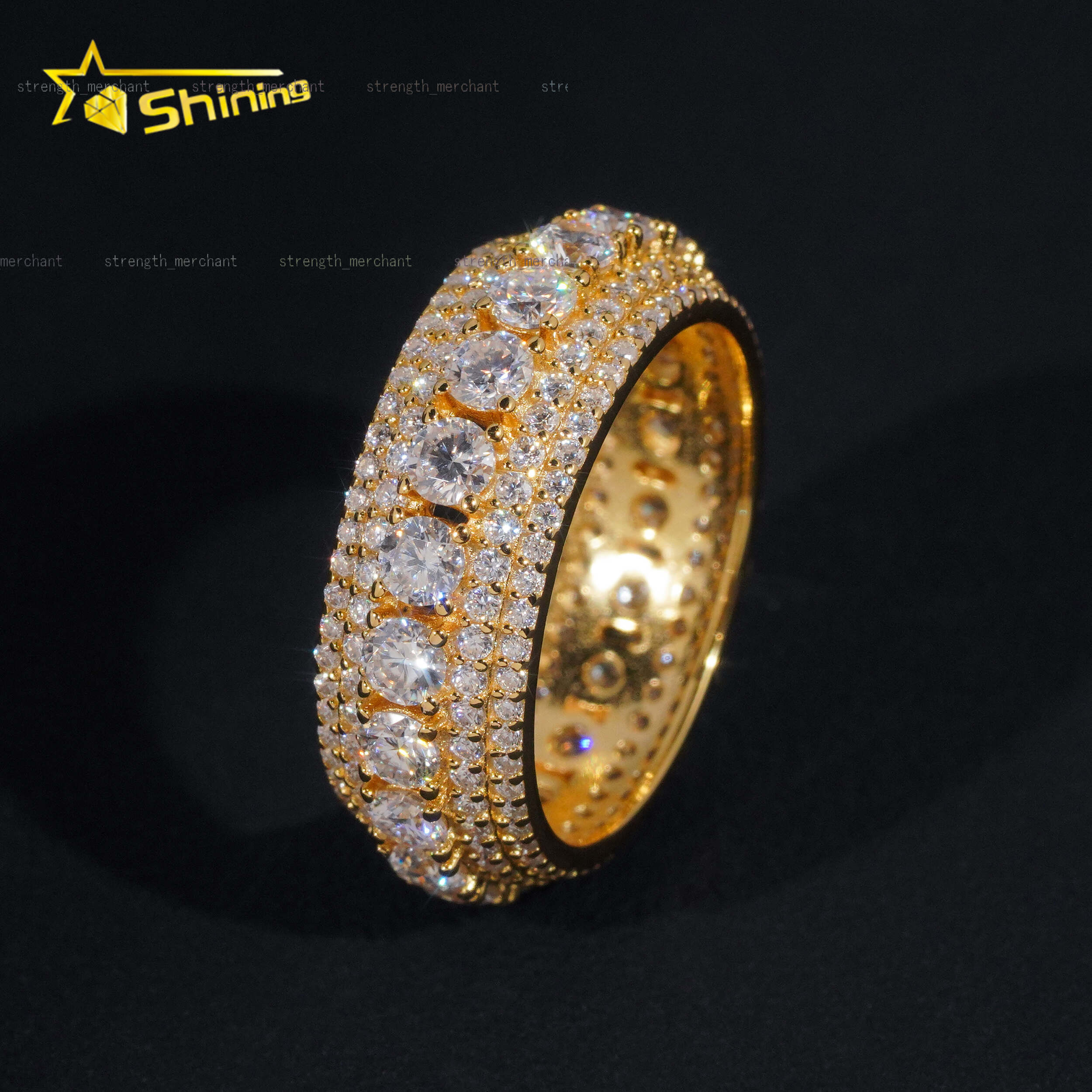 925 Sterling Silver Moissanite Jewelry Iced Out Hip Hop Men Full Diamond Ring Custom Fashion Moissanite Ring