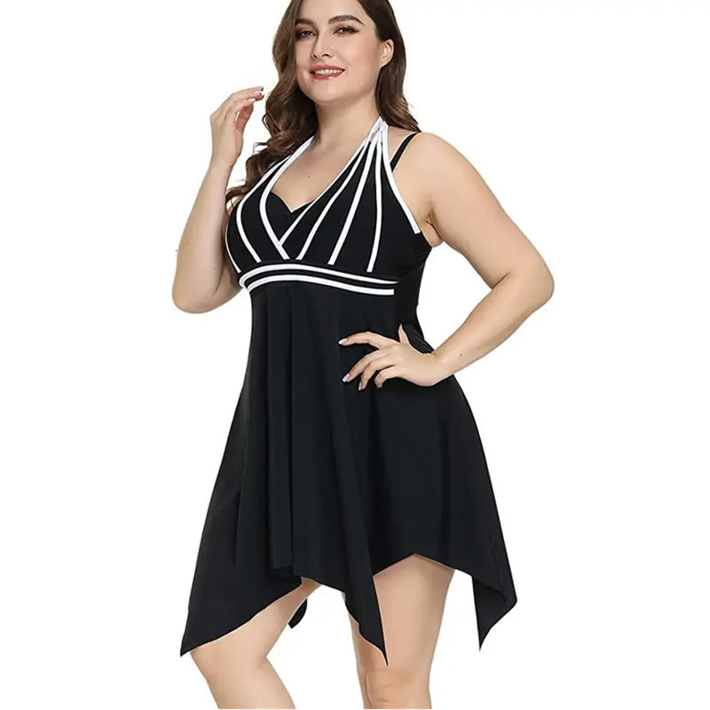 Summer Womens Swimsuit 2024 Halter Swimdress Plus Size Swimwear Two Piece Tankini Swimsuits 250603