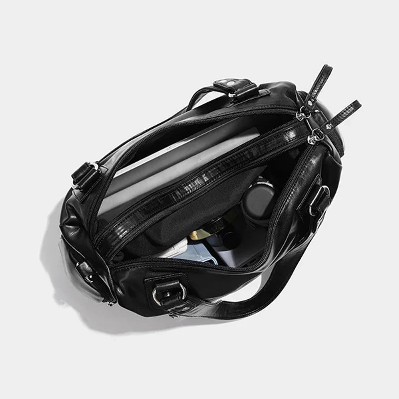 Retro Tote Bag PU Soft Motorcycle Bags Travel Zipper Pocket Fashion Crossbody Pack Outdoor Camping Hiking Weekend Satchel Women 250530