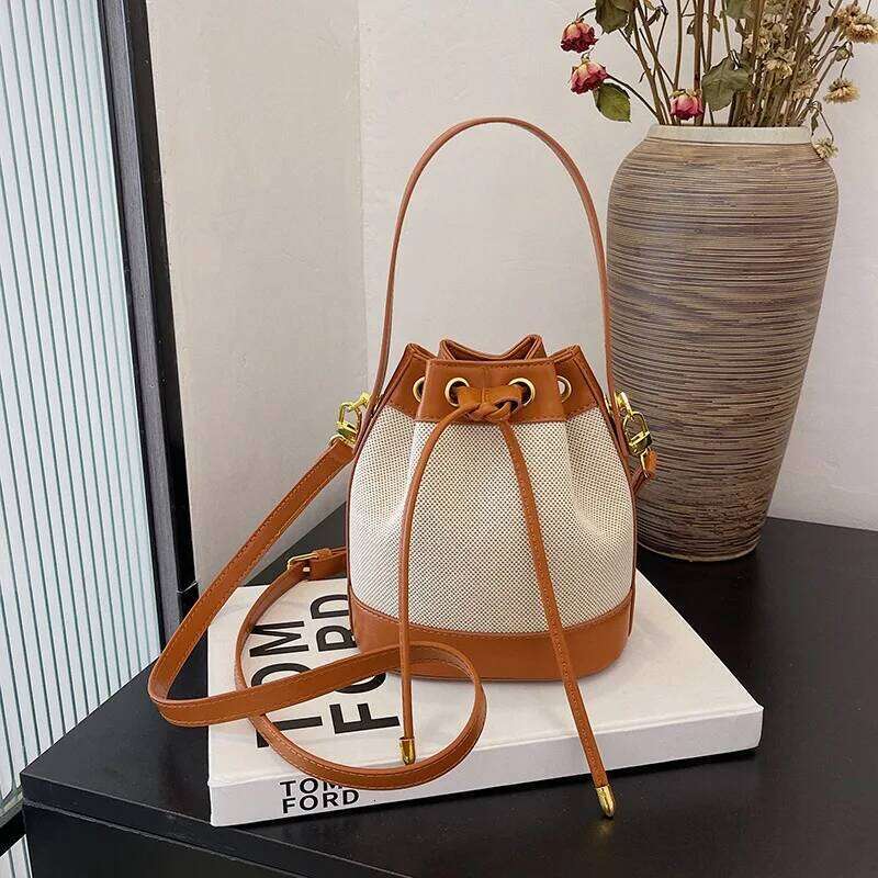 Fashion Linen Fabric Bucket simple Style Crossbody Women Shoulder Bag Designer Handbag bolsos 2025