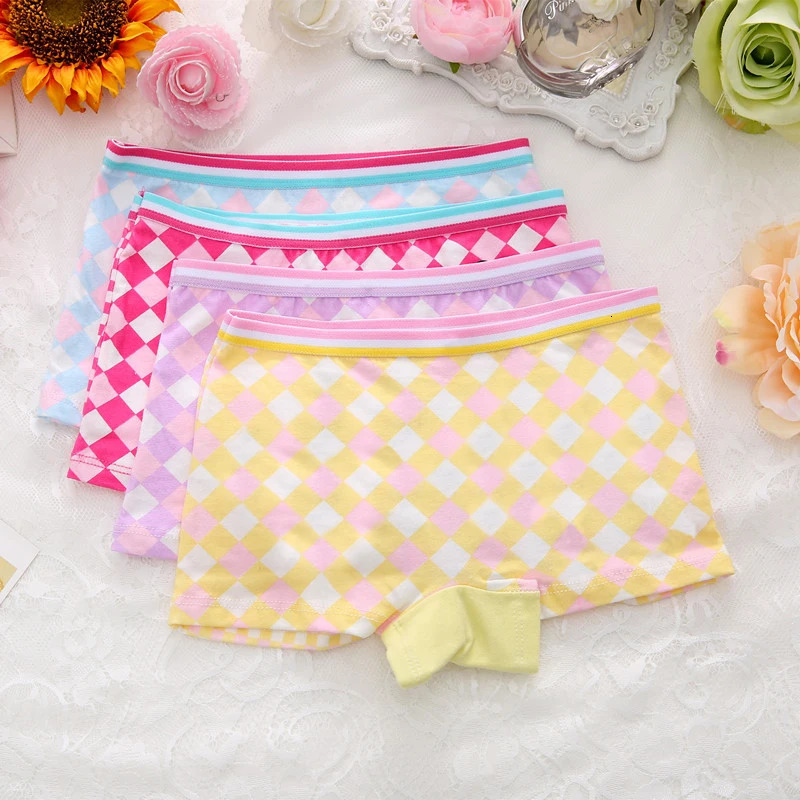 4 Pieces/Lot 2-10Y Children Underwear Cotton Girls Panties Cute Cat Pattern Kids Boxer Briefs Child Soft girl Pants 250604