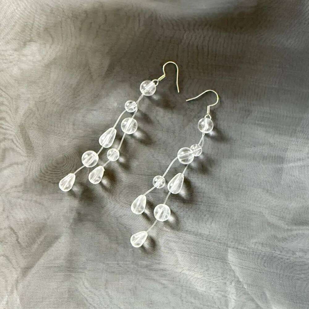 Crystal Water Drop Necklace,Raindrop Earrings,Minimalist Ice-Clear Dewdrop Jewelry,Alloy Women's Elegant Accessories Wholesale