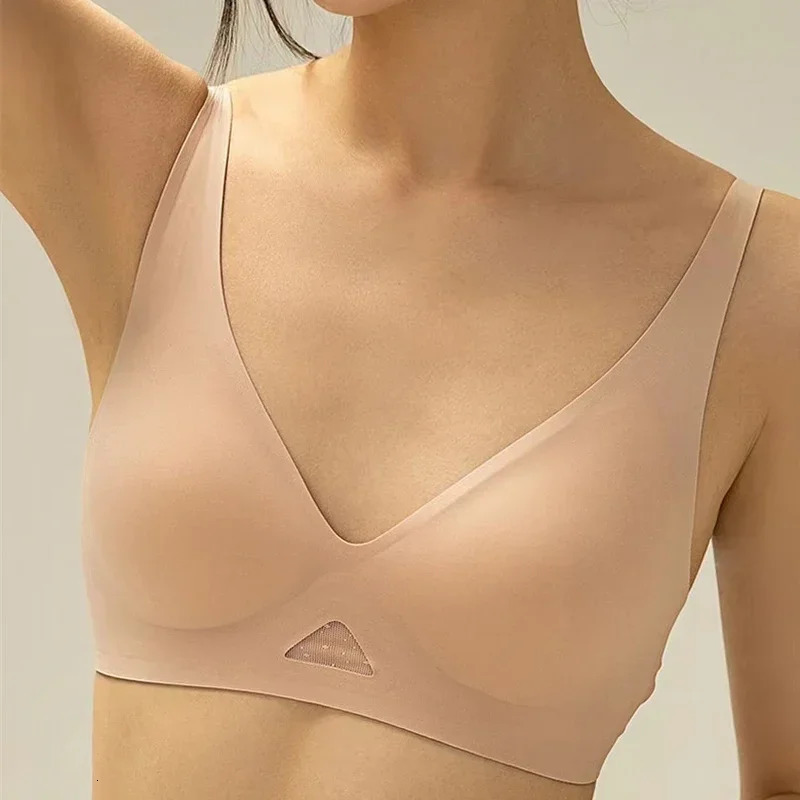 Women Sexy Seamless Bra Hollow Out Ladies Full Cup Adjustable Fashion Solid Underwear Female Soft Breathable Wireless Brassiere 250530