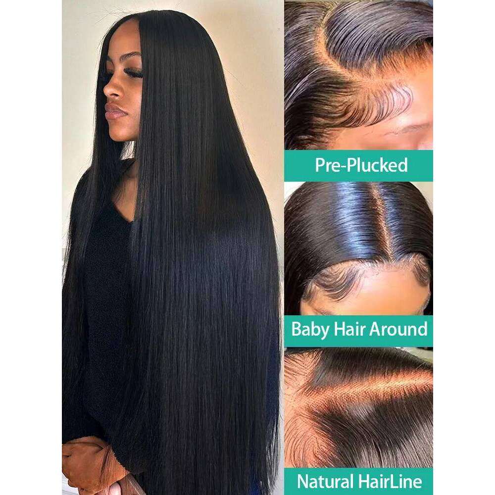 Sophianna 30 40 Inches Bone Straight 13x6 HD Front Human Hair Wigs Brazilian Nature Black 13x4 Transparent Lace Frontal Wig