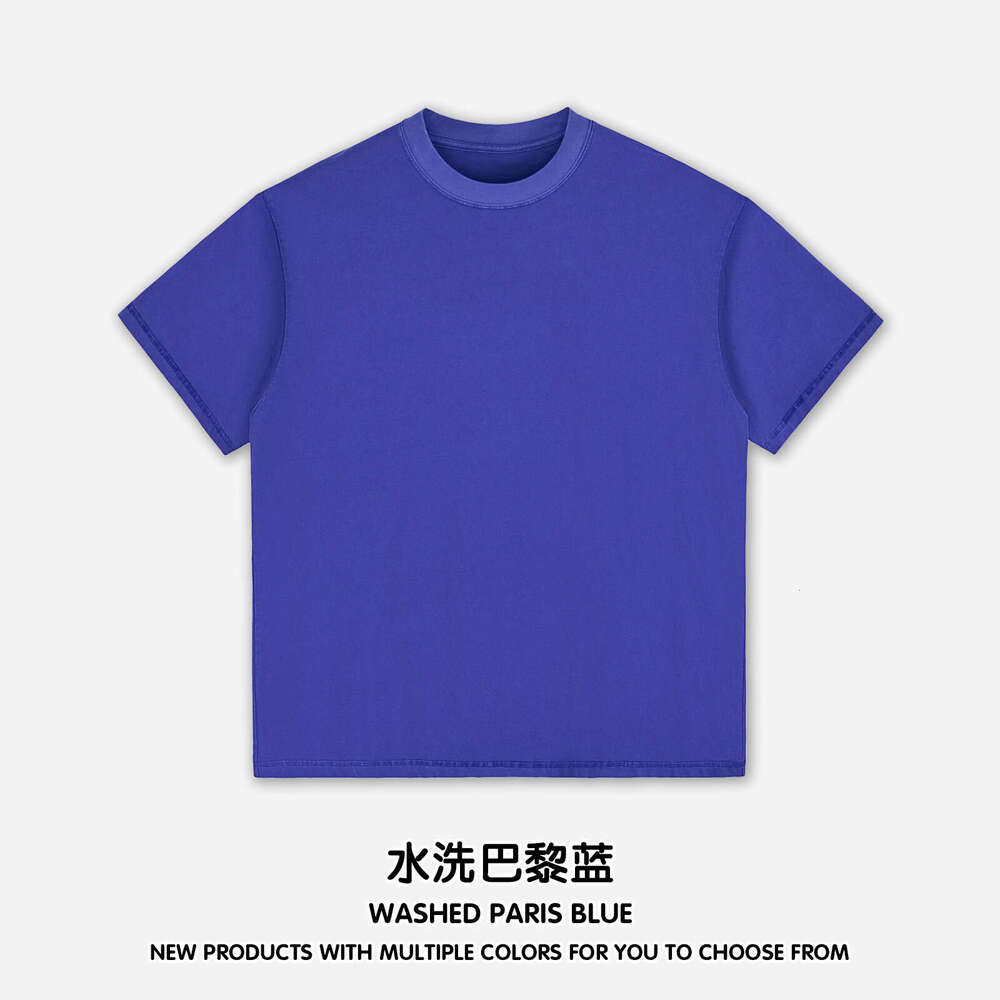 Fashion Washed Vintage Pure Cotton Short Sleeve Double Yarn Trendy Brand Men's T-Shirt B5