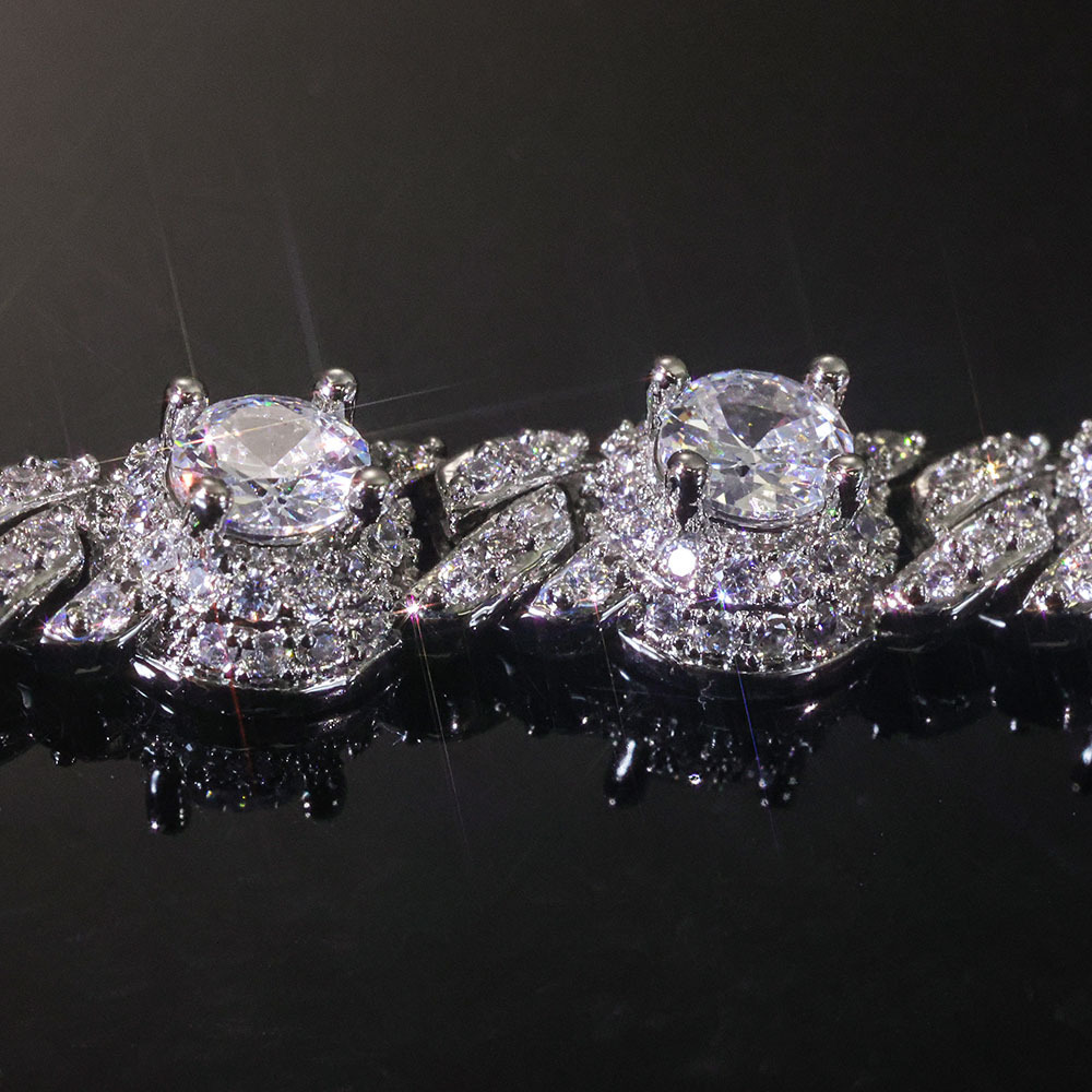 Hip Hop 7.5mm Personality Versatile Trendy Jewelry Round Bead Moissanite Cuban Chain Mens Bracelet