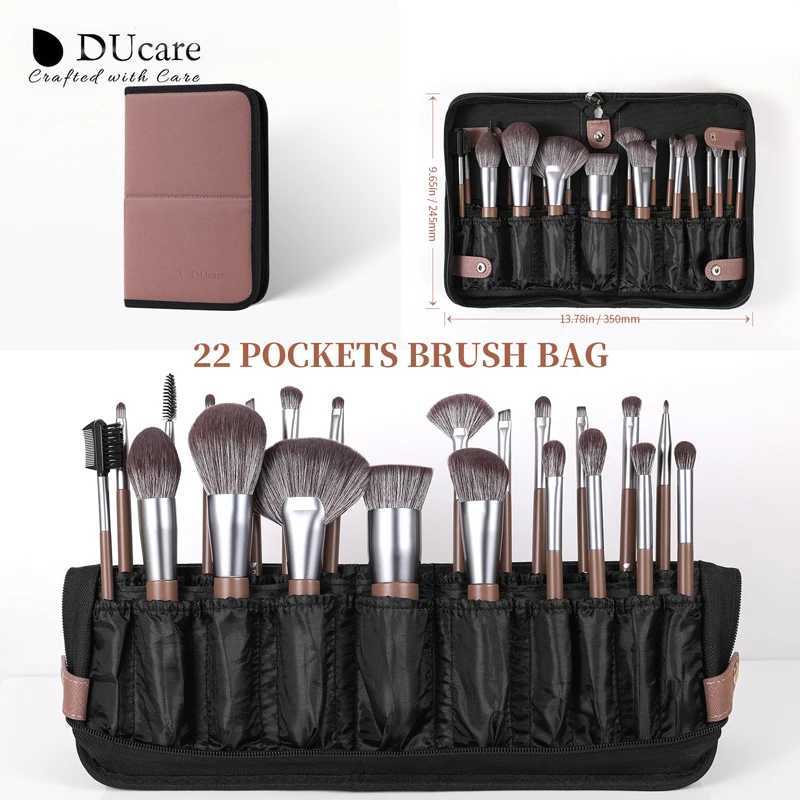 DUcare Makeup Brushes 22Pcs With Foldable BAG Nylon Hair Fan Powder EyeShadow Blending Eyeliner Eyebrow Cosmetic Makeup Brushes W250605
