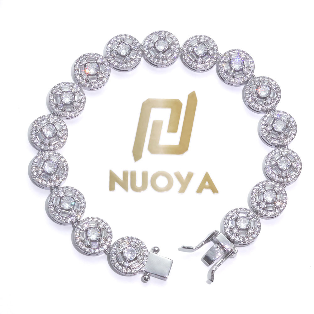 Hip Hop Mixed Inlaid T Square Moissanite Bracelet Jewelry Round Rock Candy Chain High-end Niche Mens Bracelet