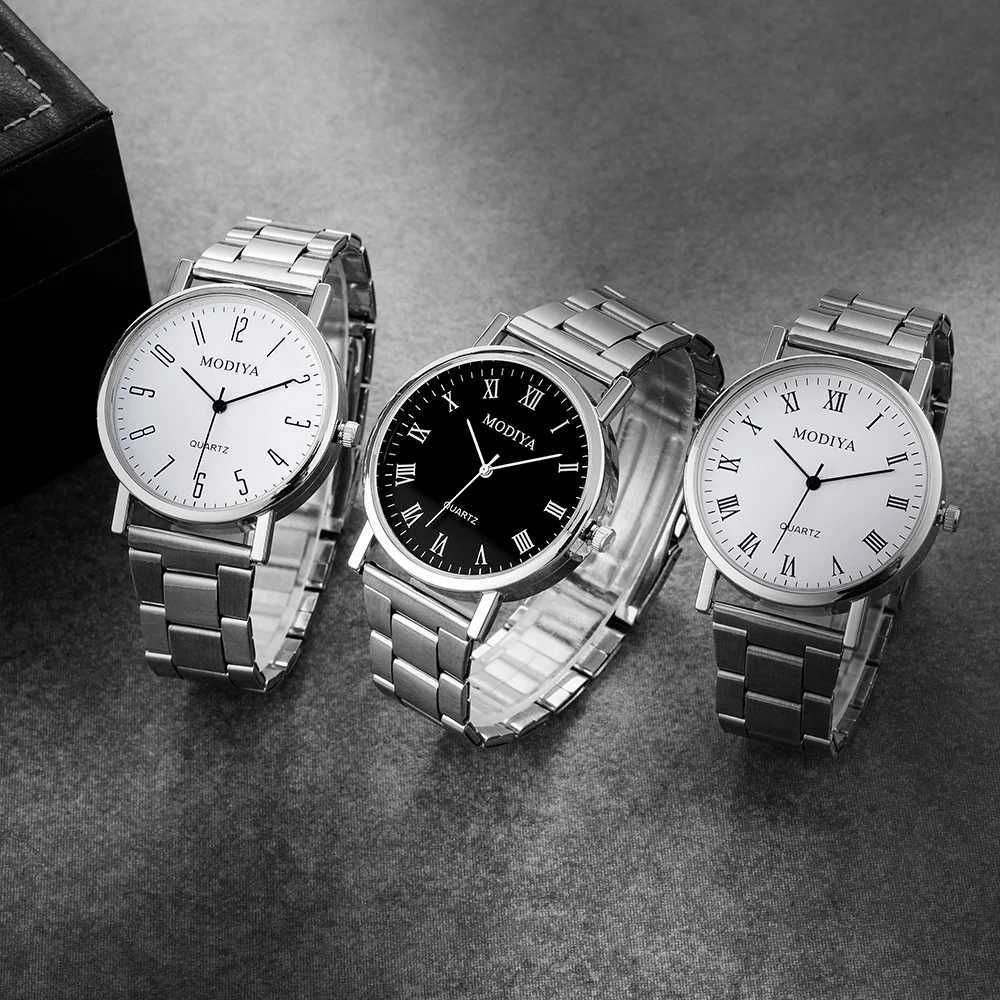 Mens Watch Casual Silver Alloy Band Male Quartz Watches Y250605