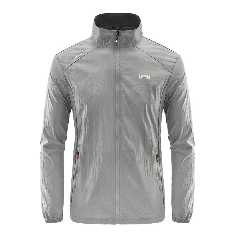 Sunscreen clothes, ice silk men's summer new fashion outfit, thin outdoor jacket, UV resistant sunscreen shirt, fishing sunscreen suit