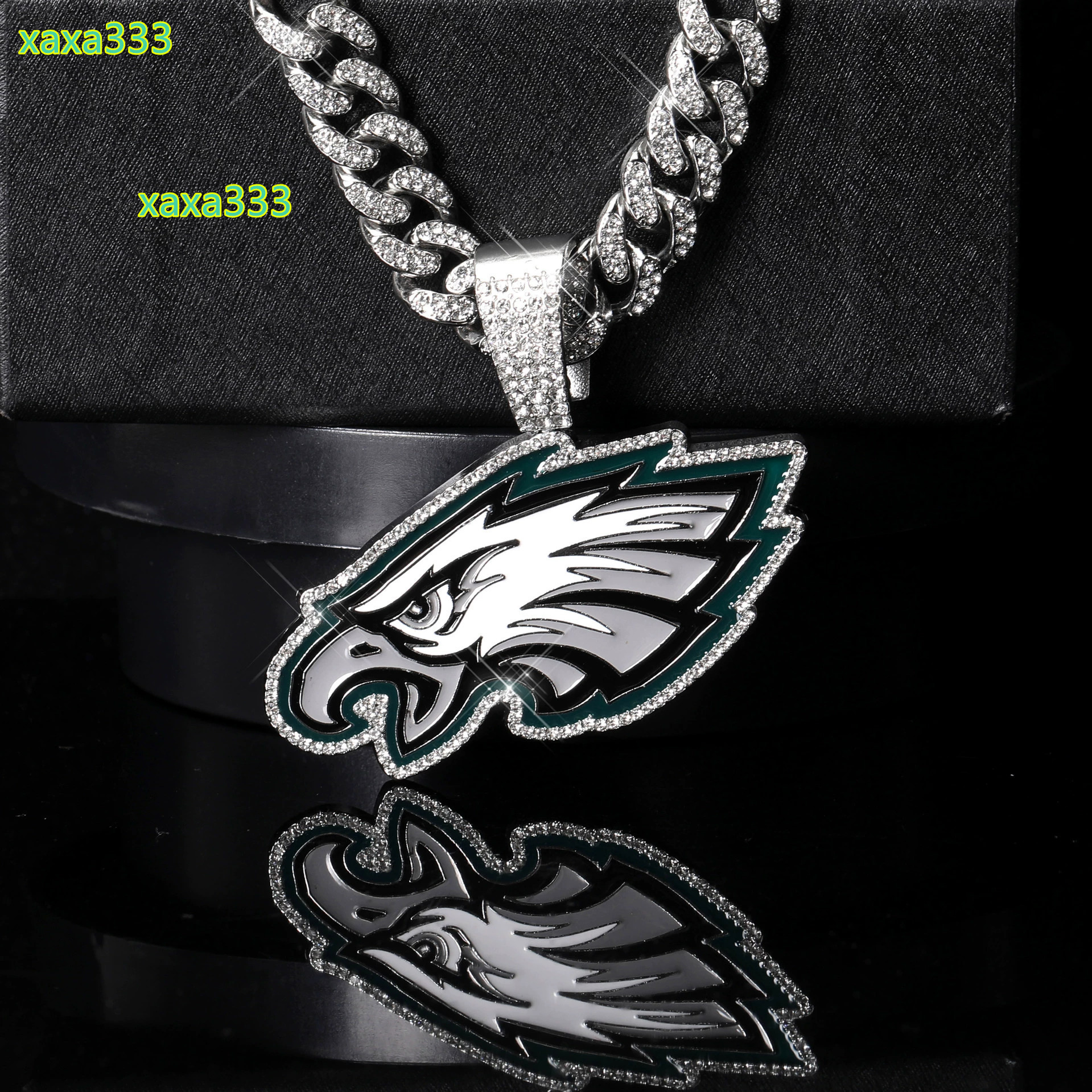 Mens Hip Hop Cuban Chain Necklace Streetwear Jewelry Gift US Football Team Full Rhinestone Pendant Necklace Wholesale