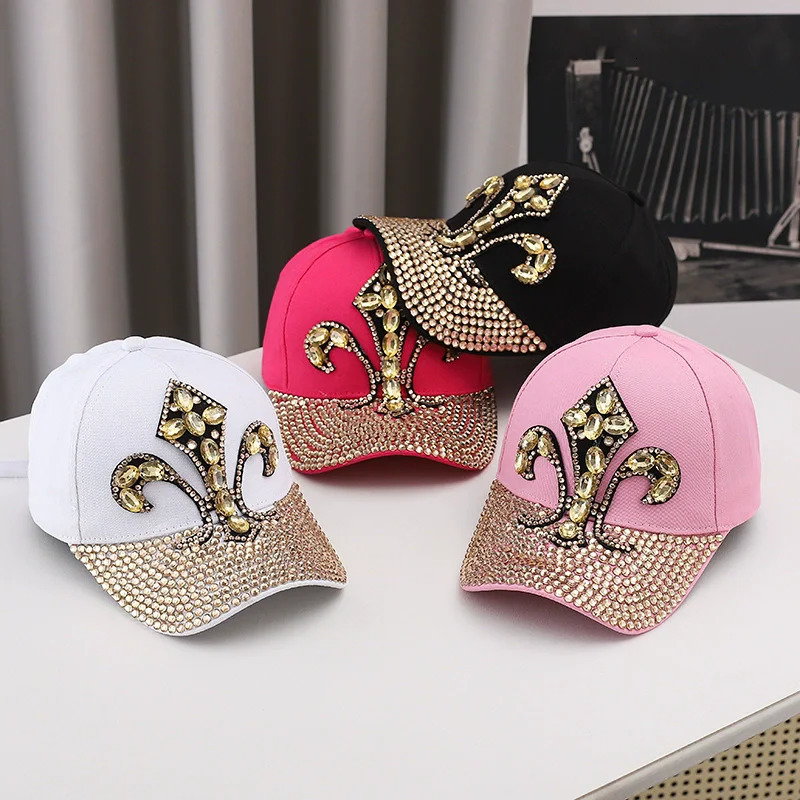 Denim Diamond Studded Baseball Cap Trendy And Stylish Small Duckbill Cap Outdoor Sun Protection And Sunshade Hat 250603