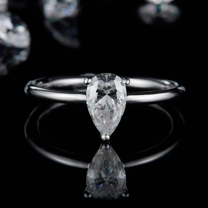 Luxury Pear Cut Moissanite Silver Jewelry Fancy Wedding Solitaire Ring Sterling S925 Rings