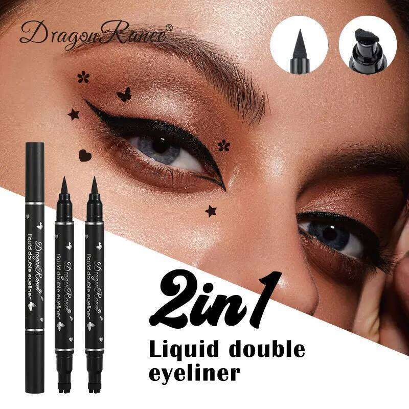 Dragon Ranee Double head Star Seal Eyeliner waterproof non-smudging novice heart plum embellished eye tail eyeliner free shipping