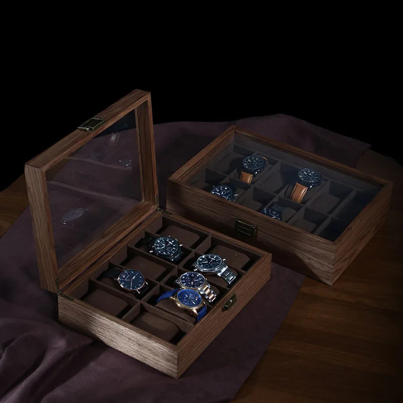 Walnut wood more than receive a case wrist watches collection box display transparent display boxes watches boxes 250604