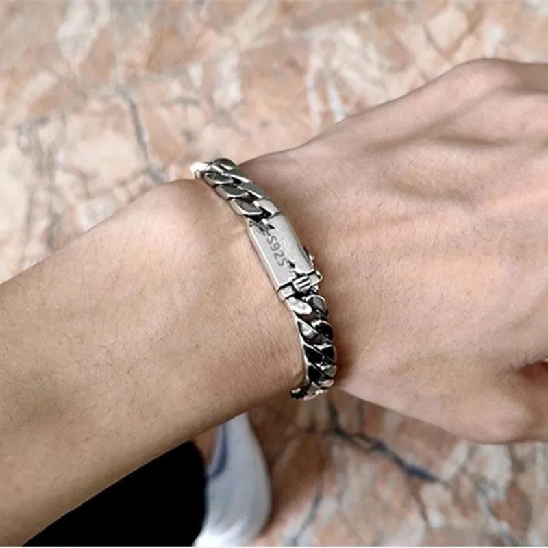 Vintage Silver S925 Sterling Silver Bracelet Miami Cuban Mens Trend Bracelet Casual Business Party Jewelry Gift 250604