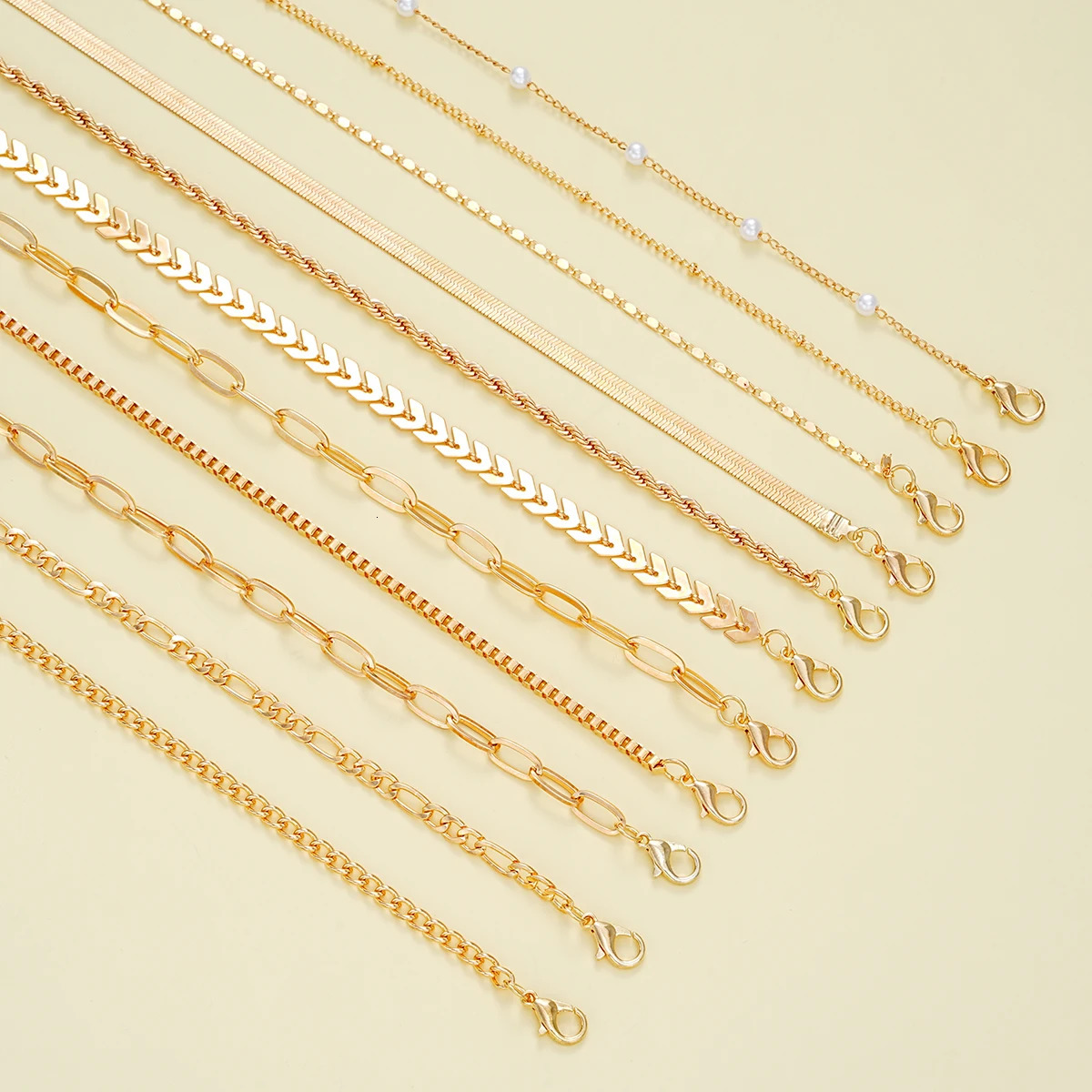 11 Pcs Boho Multi Layer Anklets Set For Women Vintage Simple Summer Gold Color Pearl Chain On Leg Beach Foot Jewelry Gifts 2024 250528